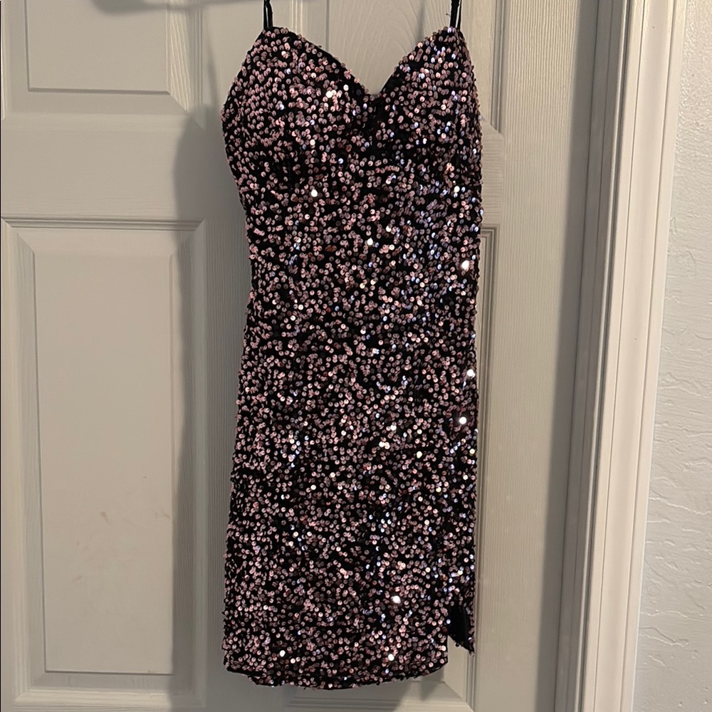 Sequin Black and Pink Dress